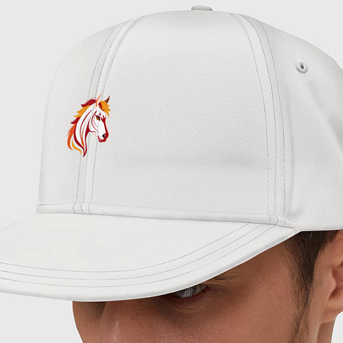 Кепка снепбек Красная огненная лошадь, символ года / Белый – фото 1