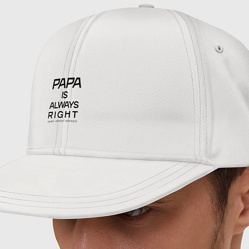 Кепка снепбек Папа всегда прав - почти всегда / Белый – фото 1