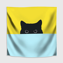 Скатерть для стола Черный кот выглядывает, цвет: 3D-принт