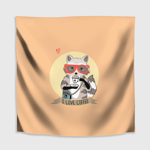 Скатерть для стола Raccoon Love Coffee / 3D-принт – фото 1