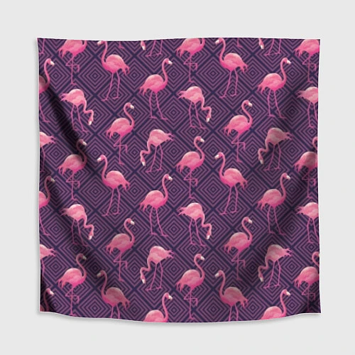 Скатерть для стола Фиолетовые фламинго / 3D-принт – фото 1