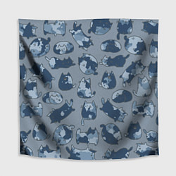 Скатерть для стола Камуфляж с котиками серо-голубой, цвет: 3D-принт
