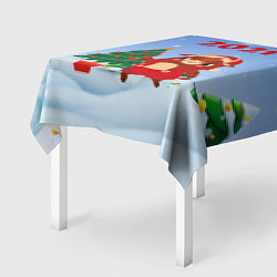 Скатерть для стола Бык наряжает елочку, цвет: 3D-принт — фото 2