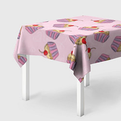 Скатерть для стола Капкейки на розовом, цвет: 3D-принт — фото 2