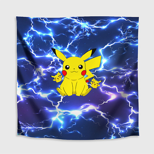 Скатерть для стола ПИКАЧУ НА ФОНЕ МОЛНИЙ PIKACHU FLASH / 3D-принт – фото 1