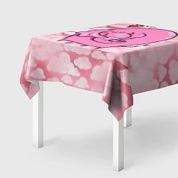 Скатерть для стола Розовый влюбленный слон, цвет: 3D-принт — фото 2