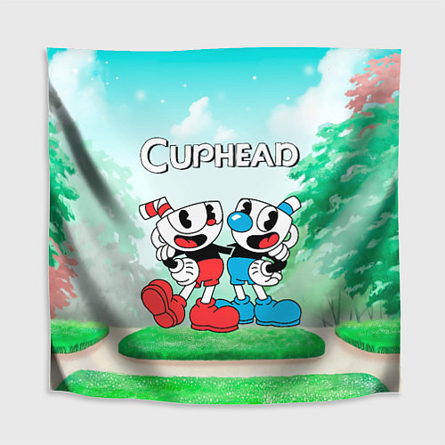 Скатерть для стола Cuphead Красная и синяя чашечка / 3D-принт – фото 1