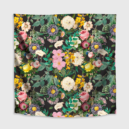 Скатерть для стола Паттерн из летних цветов Summer Flowers Pattern / 3D-принт – фото 1