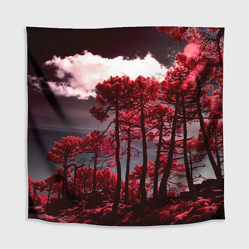 Скатерть для стола Абстрактные красные деревья и облака / 3D-принт – фото 1