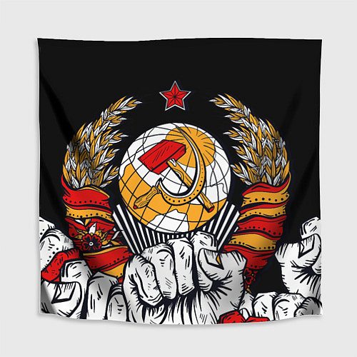 Скатерть для стола Герб СССР на черном фоне / 3D-принт – фото 1