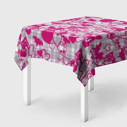 Скатерть для стола Розовые черепа паттерн, цвет: 3D-принт — фото 2