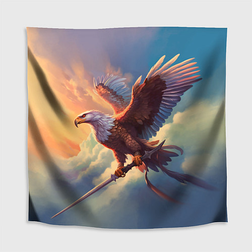 Скатерть для стола Орел с мечом в облаках на закате / 3D-принт – фото 1