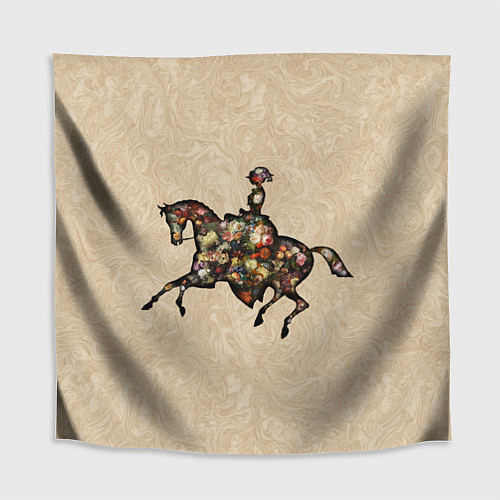 Скатерть для стола Ретро девушка на лошади и винтажные цветы / 3D-принт – фото 1