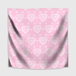 Скатерть для стола Розовое кружево сердечки, цвет: 3D-принт