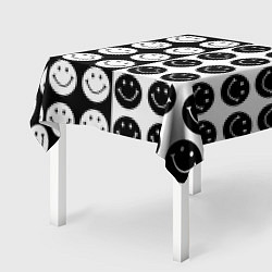 Скатерть для стола Smiley black and white, цвет: 3D-принт — фото 2