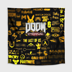 Скатерть для стола Doom золотые логотипы игр, цвет: 3D-принт