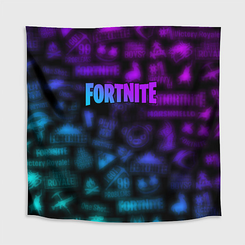 Скатерть для стола Неоновые логотипы Fortnite / 3D-принт – фото 1