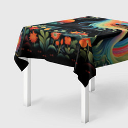 Скатерть для стола Лошадка с радужной гривой в стиле фолк-арт, цвет: 3D-принт — фото 2