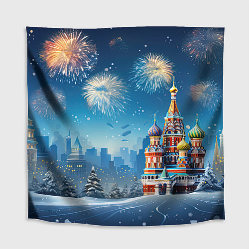 Скатерть для стола Новогодняя Москва / 3D-принт – фото 1