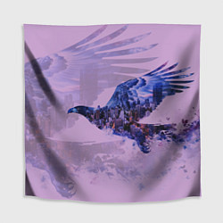 Скатерть для стола Летящий орел и ночной город двойная экспозиция, цвет: 3D-принт