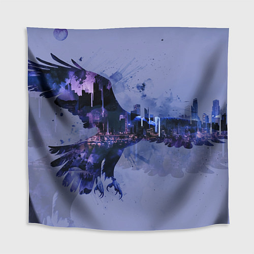 Скатерть для стола Летящий орел и город в сумерках / 3D-принт – фото 1