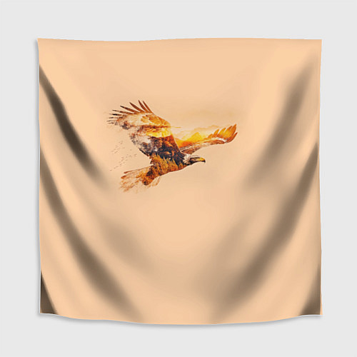 Скатерть для стола Летящий орел и пейзаж на закате / 3D-принт – фото 1
