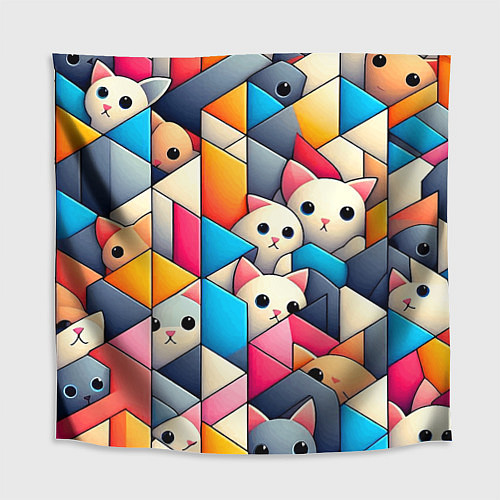 Скатерть для стола Geometric pattern with kittens - ai art / 3D-принт – фото 1