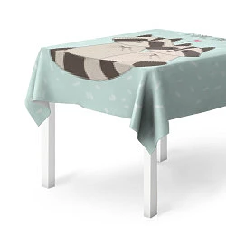 Скатерть для стола Влюбленные еноты, цвет: 3D-принт — фото 2