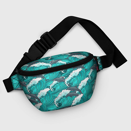 Поясная сумка Лазурные дельфины / 3D-принт – фото 4