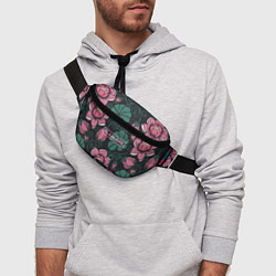 Поясная сумка Black Pink: Delicate Flowers, цвет: 3D-принт — фото 2