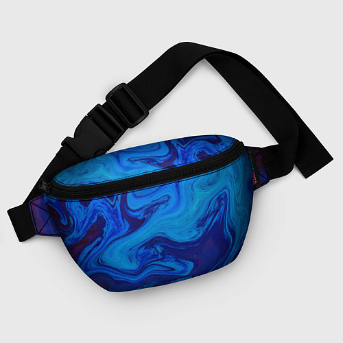 Поясная сумка Абстракция синяя с голубым / 3D-принт – фото 4