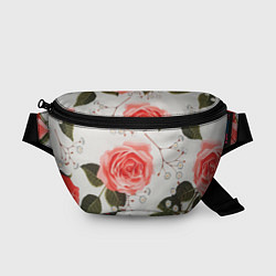 Поясная сумка Нежные розы, цвет: 3D-принт