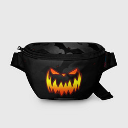 Поясная сумка Pumpkin smile and bats, цвет: 3D-принт