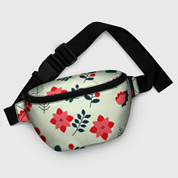 Поясная сумка Цветы, ягоды, листья, цвет: 3D-принт — фото 2