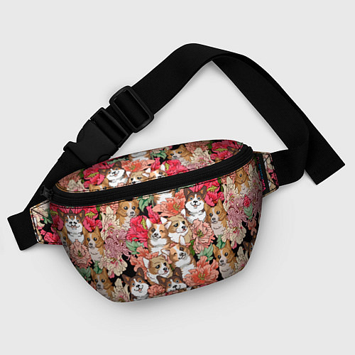 Поясная сумка Корги & Цветы / 3D-принт – фото 4