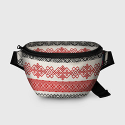 Поясная сумка Славянский узор красно-черный, цвет: 3D-принт
