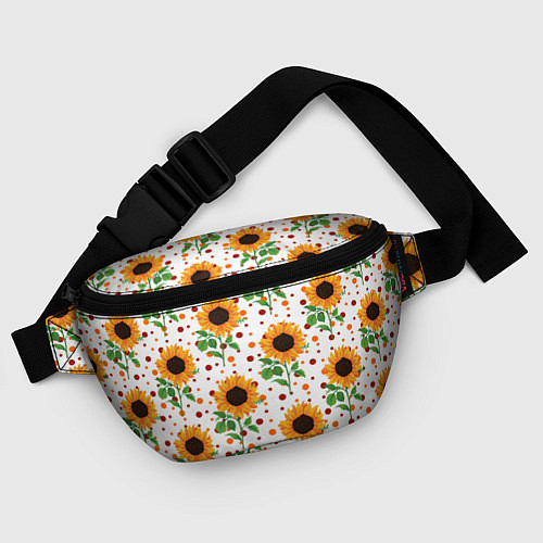 Поясная сумка Оранжевые летние подсолнухи / 3D-принт – фото 4