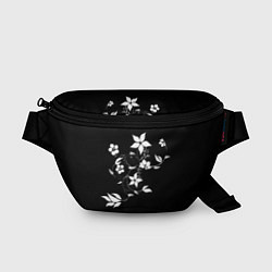 Поясная сумка Цвета цветов черное, цвет: 3D-принт