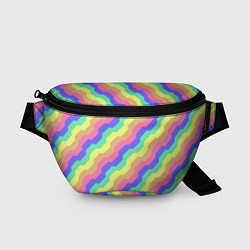 Поясная сумка Радужные волны, цвет: 3D-принт