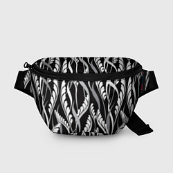 Поясная сумка Листья в черно-Белом Цвете, цвет: 3D-принт