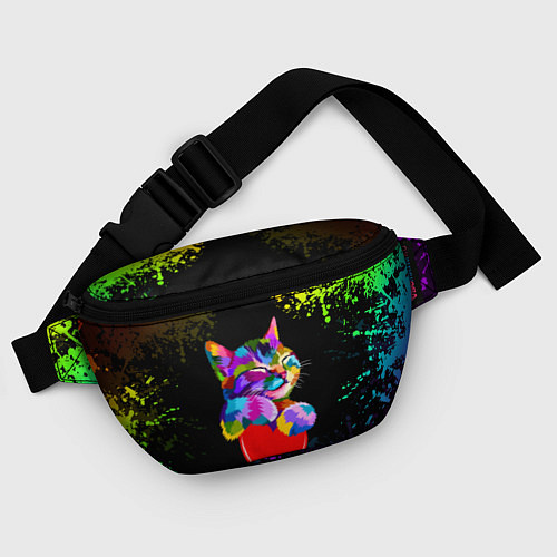 Поясная сумка РАДУЖНЫЙ КОТИК RAINBOW KITTY / 3D-принт – фото 4