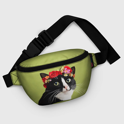 Поясная сумка Кот и цветы / 3D-принт – фото 4