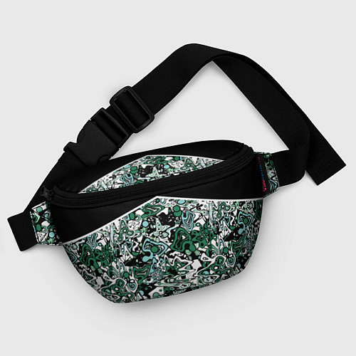 Поясная сумка Черно-зеленые каракули / 3D-принт – фото 4