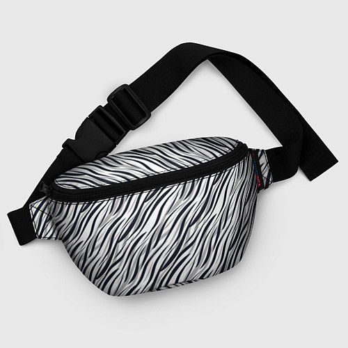 Поясная сумка Черно-белый полосатый тигровый / 3D-принт – фото 4
