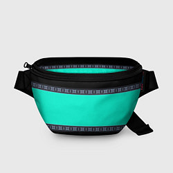 Поясная сумка Черно-бирюзовый узор, цвет: 3D-принт