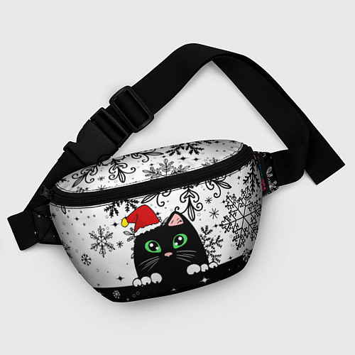 Поясная сумка Новогодний кот в колпаке Санты / 3D-принт – фото 4