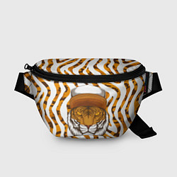 Поясная сумка Тигр в кепке, цвет: 3D-принт