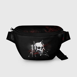 Поясная сумка Череп Красно-черный, цвет: 3D-принт