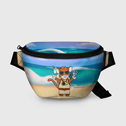 Поясная сумка Тигр в отпуске на новый год на море, цвет: 3D-принт