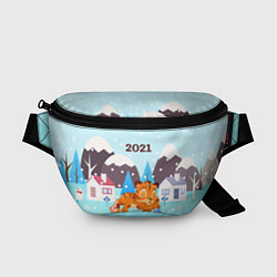 Поясная сумка Спящий тигренок в ожидании нового года, цвет: 3D-принт